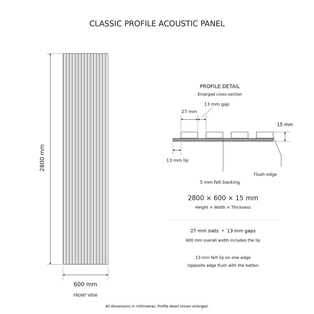 Tobacco Walnut Acoustic Panel 2800x600